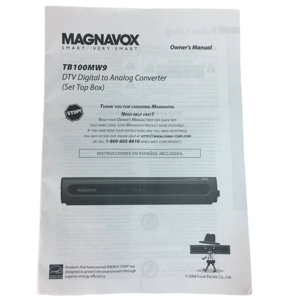 Maagnavox Owners Manual TB100MW9 DTV Digital Analog Converter Box Instructions u